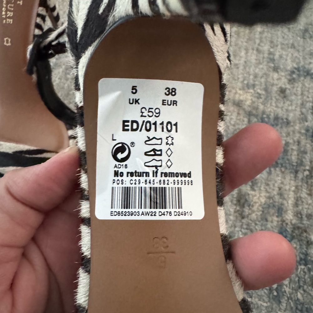 Next Black and White Zebra Print Sandals - Picture 5 of 10